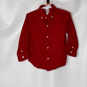 Janie and jack boys red Oxford dress shirt Sz 2T